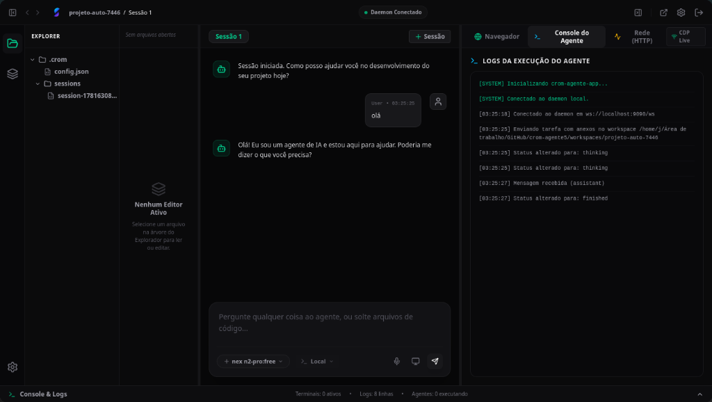 Chat do Agente e Logs de Execução